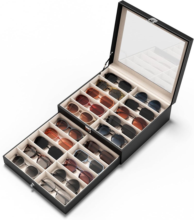 NEWLOOP Store 20 Slots Sunglass Organizer for Women Men Multiple Pairs of Sunglasses Storage Box See-Through Display Show Case - Image 1